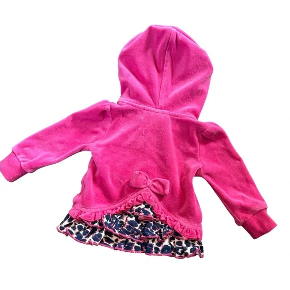 Juicy Couture Fuchsia Kids Jacket with Heart Patch, size 3-6 months, ruffle back - Picture 4 of 8